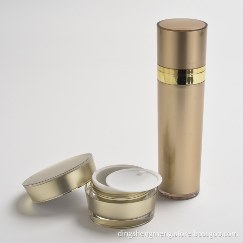 Gold Cylindrical Cosmetic Bottle Plastic Lotion Bottle